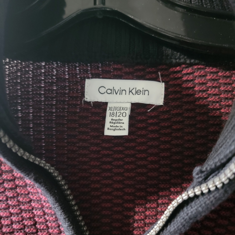 Calvin Klein Men's Maroon Zip-Up Sweater - Picture 2 of 3